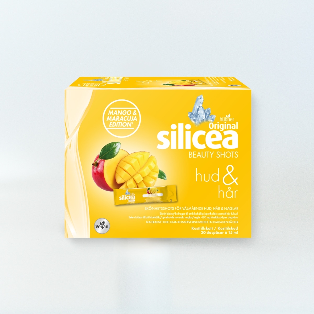 Original Silicea Beauty Shots – Mango & Maracuja. Skönhet inifrån, i en smidig dagsdos för hudens lyster och hårets styrka.