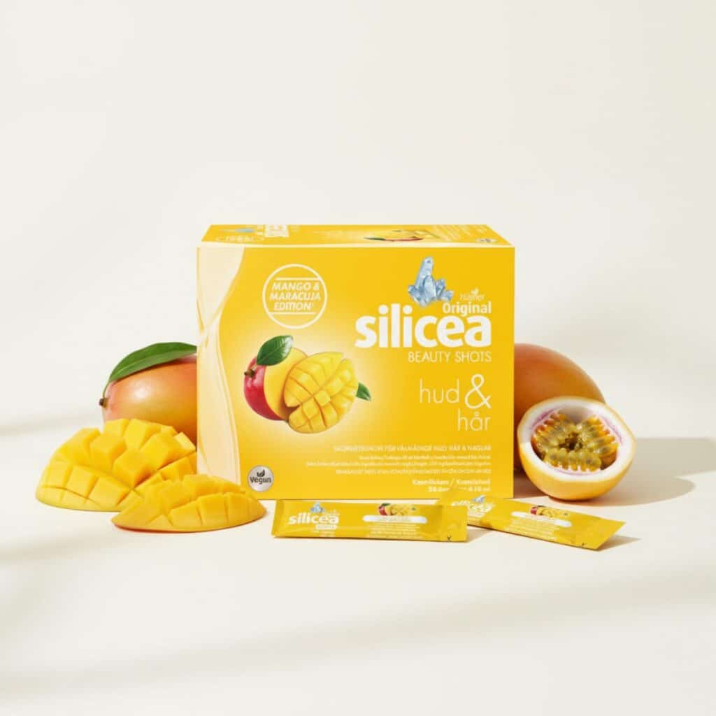 Njut av en daglig shot som vårdar både hud och hår – med smak av mango & maracuja.